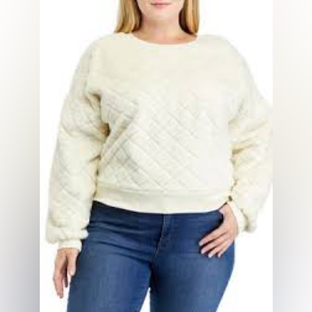 Chance or Fate Los Angeles Quilted Faux Fur Pullover Sweatshirt – Ivory Cream
